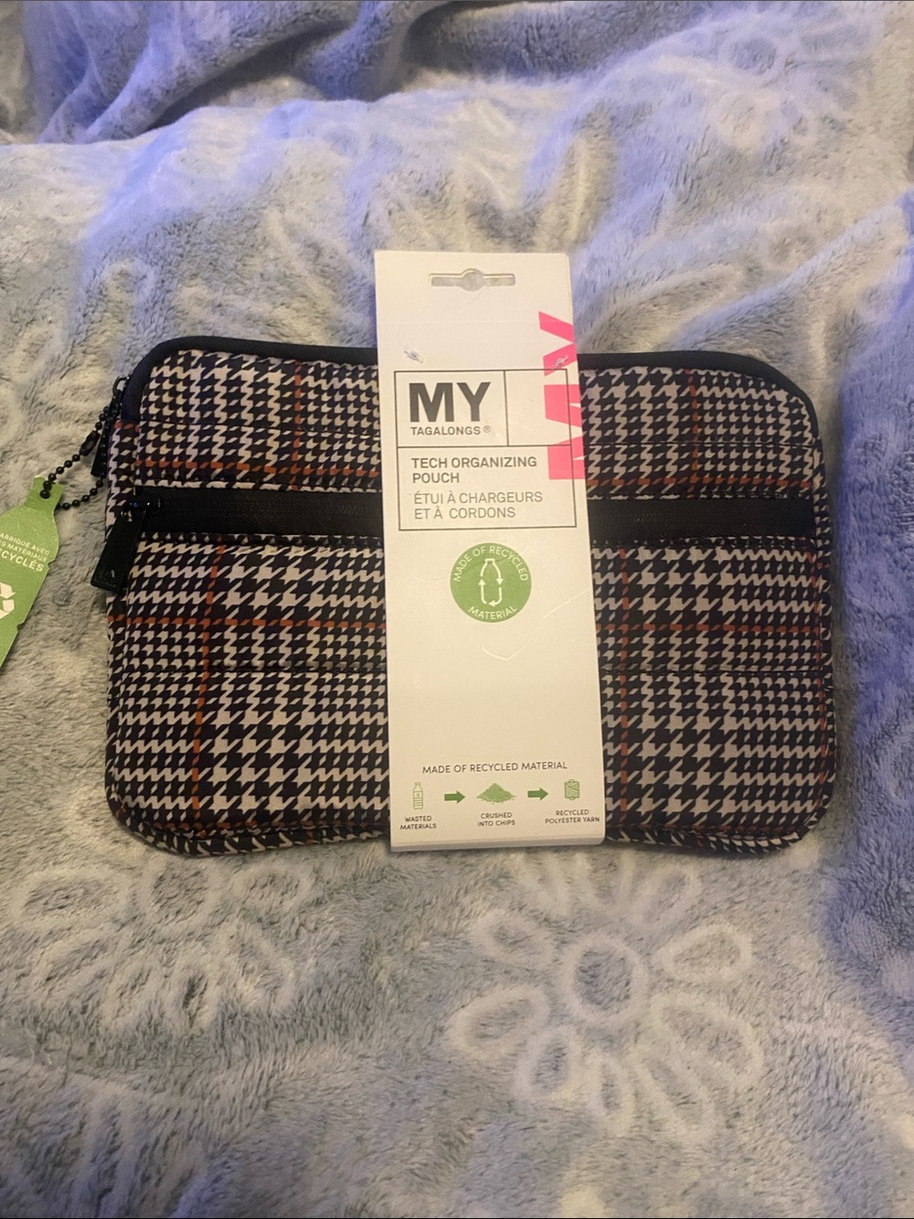 MY Tagalongs Houndstooth Tech Organizer Pouch - Black & Brown